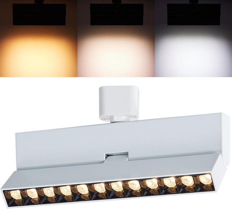VANoopee 3-Color Dimmable LED Track Lighting Heads H Type Bright Track Light Heads Modern Ceiling Spotlight Fixtures for Kitchen Wall Art Shop, 3000K 4000K 5000K, Flicker Free 30° CRI90+ White 12W - Image 1